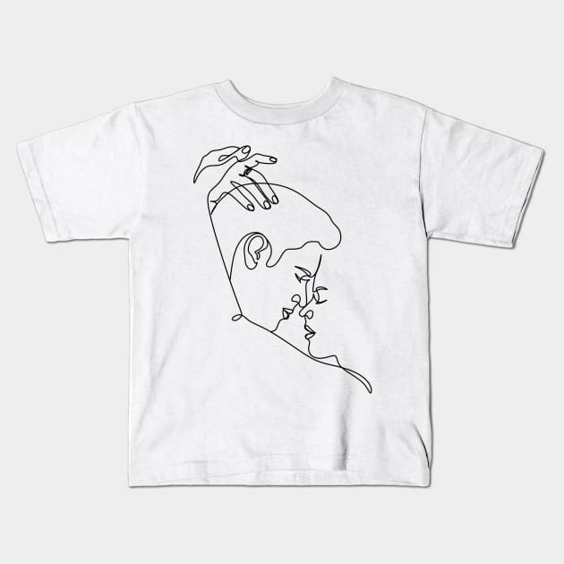 couple line art Kids T-Shirt by OneLinePrint